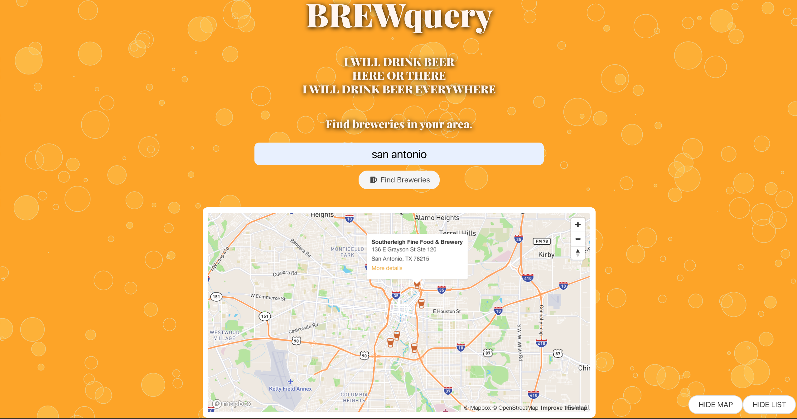 screenshot of BREWquery